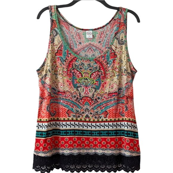 Bila Tops - Bila Women's Sleeveless Beaded & Lace Crochet Top Size M